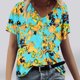 thumbnail image 2 of Tops Florales para las Mujeres, Casual V-Cuello Camiseta de Manga Corta Blusa de Moda Hecha de Estante de Imitación para Toda la Temporada de Uso Diario, Tops Cortos para las Mujeres, 2 of 4