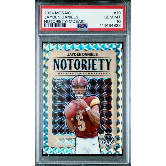 Graded 2024 Panini Mosaic Jayden Daniels #19 Notoriety Mosaic Rookie RC Football Card PSA 10 Gem Mint