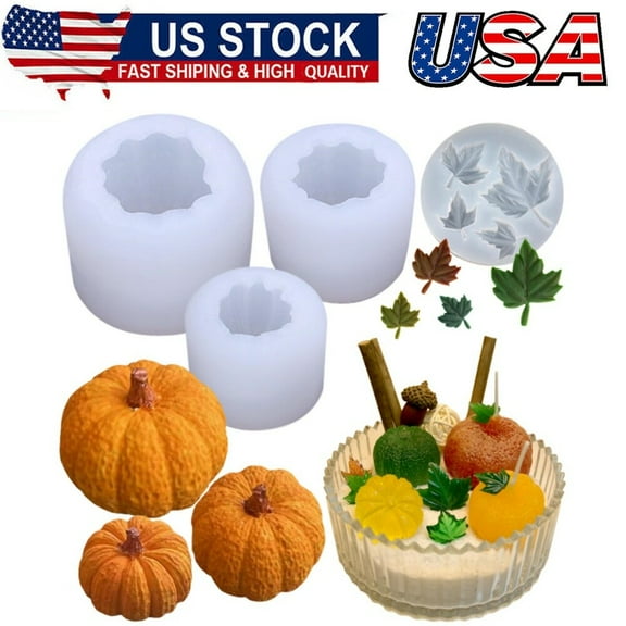 4 Pack Pumpkin Candle Molds, 3D Pumpkin Silicone Molds for Epoxy Resin Casting