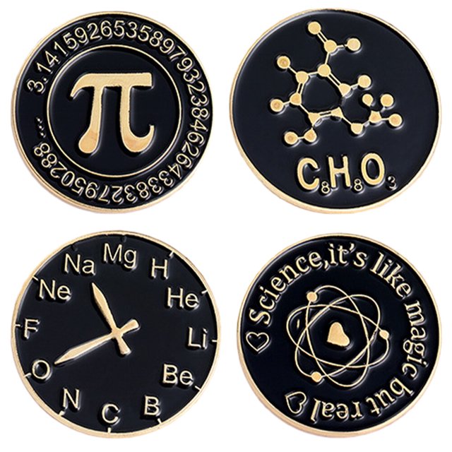 4 Pcs Broche Symbole de Sciences Mathématiques Broche Décorative en Métal Esthétique