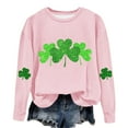 thumbnail image 3 of AherBiu Chandails en Molleton de la Saint-Patrick pour Femmes Col Rond Manches Longues Imprimé Trèfle Doublé en Polaire Vêtements de Printemps, 3 of 4