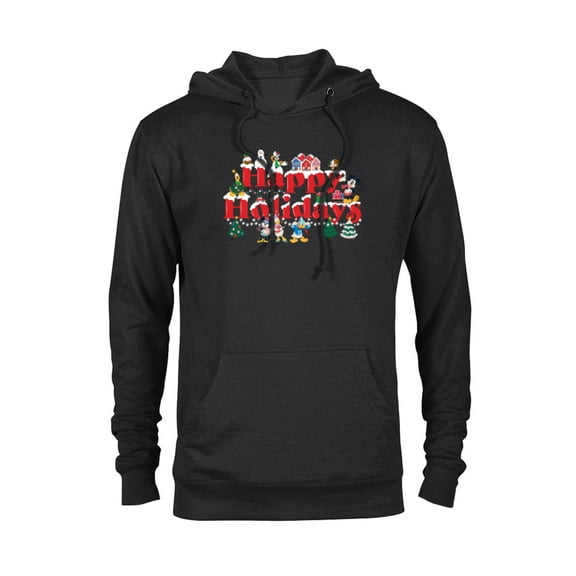 Disney Mickey & Friends Christmas Snow-Capped Happy Holidays - Pullover Hoodie for Adults - Customized-Black