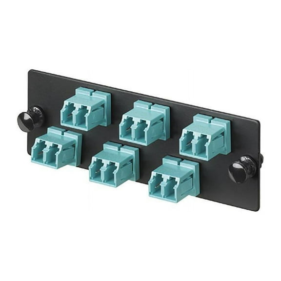 Panduit FAP6WAQDLCZ Multi-Mode 6-Port Fiber Adapter Panel with Zirconia Ceramic Split Sleeve, Aqua