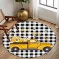 thumbnail image 2 of Round Rug 5Ft Washable Non-Slip, Yellow Truck Circle Area Rugs for Living Room Bedroom, Farmhouse Bee Daisy Black White Buffalo Plaid Indoor Floor Mats Carpet Runner for Home Decor Aesthetic, 2 of 8