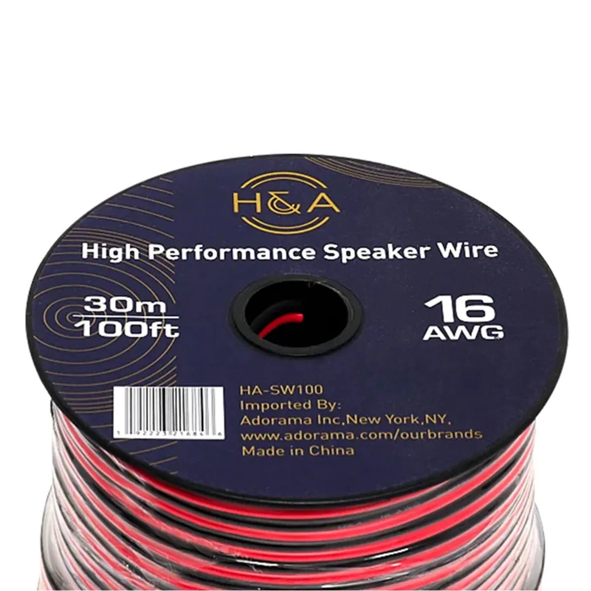 H&A 16 AWG Speaker Wire Cable (100' Spool)