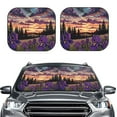 thumbnail image 2 of Naloa Starry Night Purple Irises Print 2-Piece Windshield Sunshade,Foldable Car Front Window Sun Shades,for Most Sedans SUV Truck-Large, 2 of 6