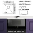 thumbnail image 3 of 17x17 inch Gunmetal Gunmetal Black Stainless Steel 18-Gauge Single Bowl Undermount Bar Sink, 3 of 6