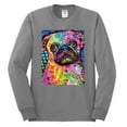 thumbnail image 3 of Funny Neon Pug | Dean Russo Art Animal Lover Mens Long Sleeve Shirt, Heather Grey, Small, 3 of 6
