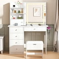 thumbnail image 2 of Vanity Desk Set with Mirror and Lights, LEGAHOME White Makeup Vanity Set with Charging Station, Lighted Dressing Table for Girls Ladies, 3 Color Modes & Hidden Storage Space, White, 2 of 11