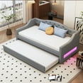 thumbnail image 4 of Euroco Upholstery Twin XL Daybed with Trundle and LED Light, Gray, 4 of 15