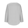 thumbnail image 4 of CLOISE Womens Tops Fall Cute Striped Shirts Scoop Neck Long Sleeve Blouses Oversized Basic Tees Flowy Clothes Gray XL, 4 of 6