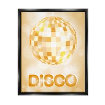Stupell Industries Retro Glam Disco Ball Beauty & Fashion Painting Black Floater Framed Art Print Wall Art