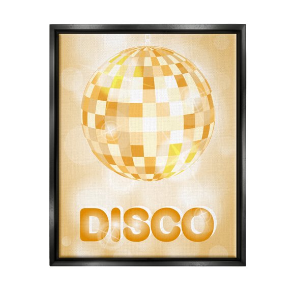 Stupell Industries Retro Glam Disco Ball Beauty & Fashion Painting Black Floater Framed Art Print Wall Art