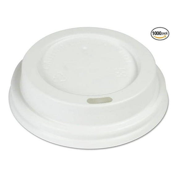 Hot Cup Lids 8 oz - White Plastic Disposable Lids for Coffee Cups, Tea, Hot Chocolate - 50/Sleeve, 20 Sleeves/Carton - BWKHOTWH8