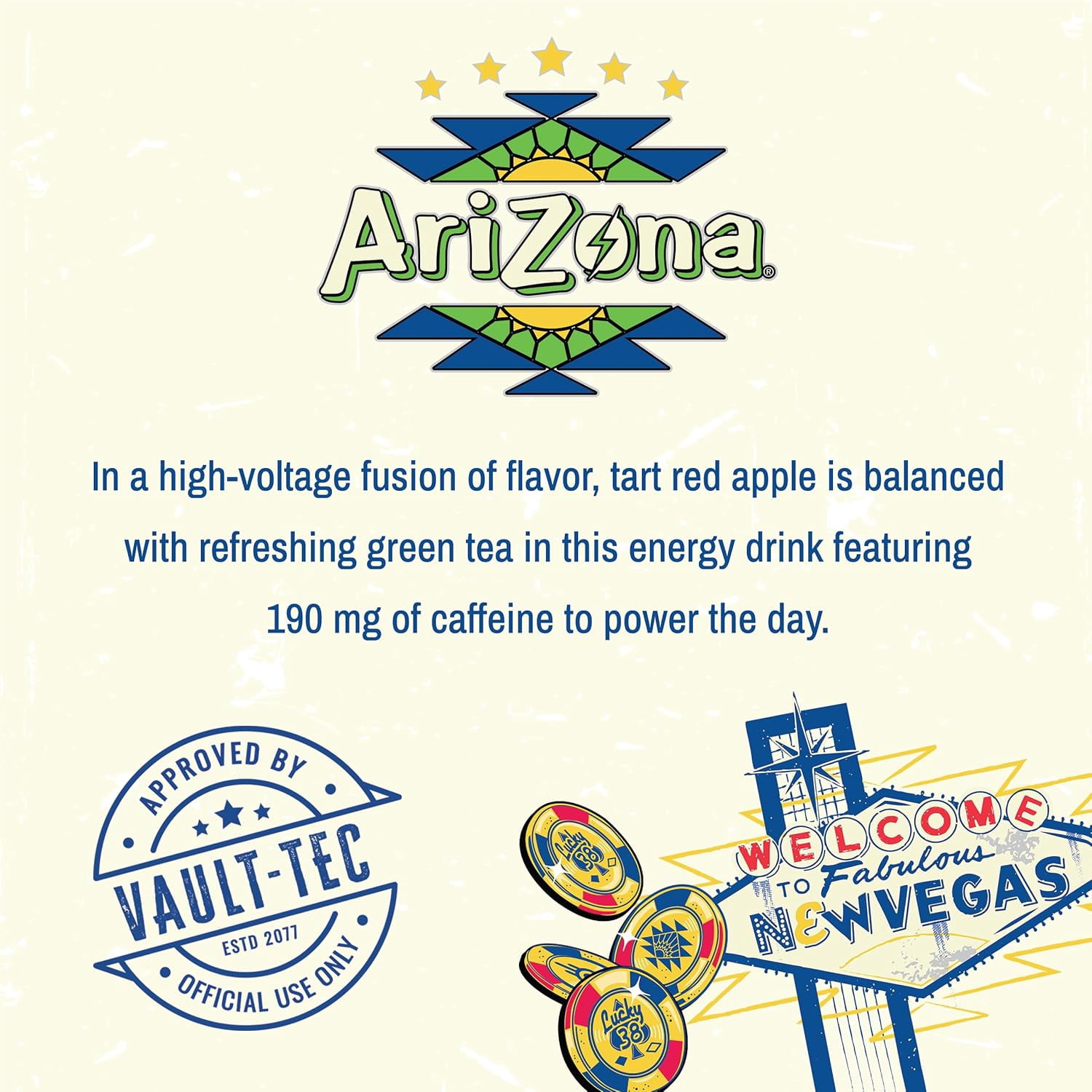 AriZona x Fallout Red Apple Green Tea Energy Drink  15 fl oz, 12Pack, 190mg Caffeine
