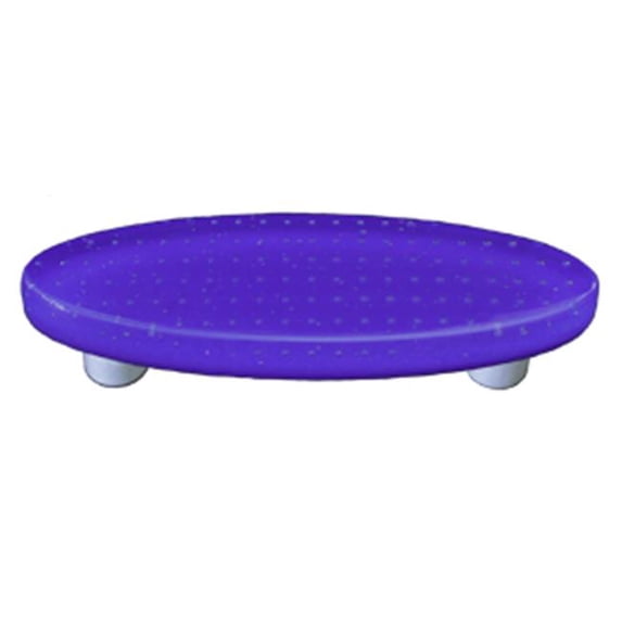 Hot Knobs HK1209-POA Bubbles Deep Cobalt Blue Oval Glass Cabinet Pull - Aluminum Post