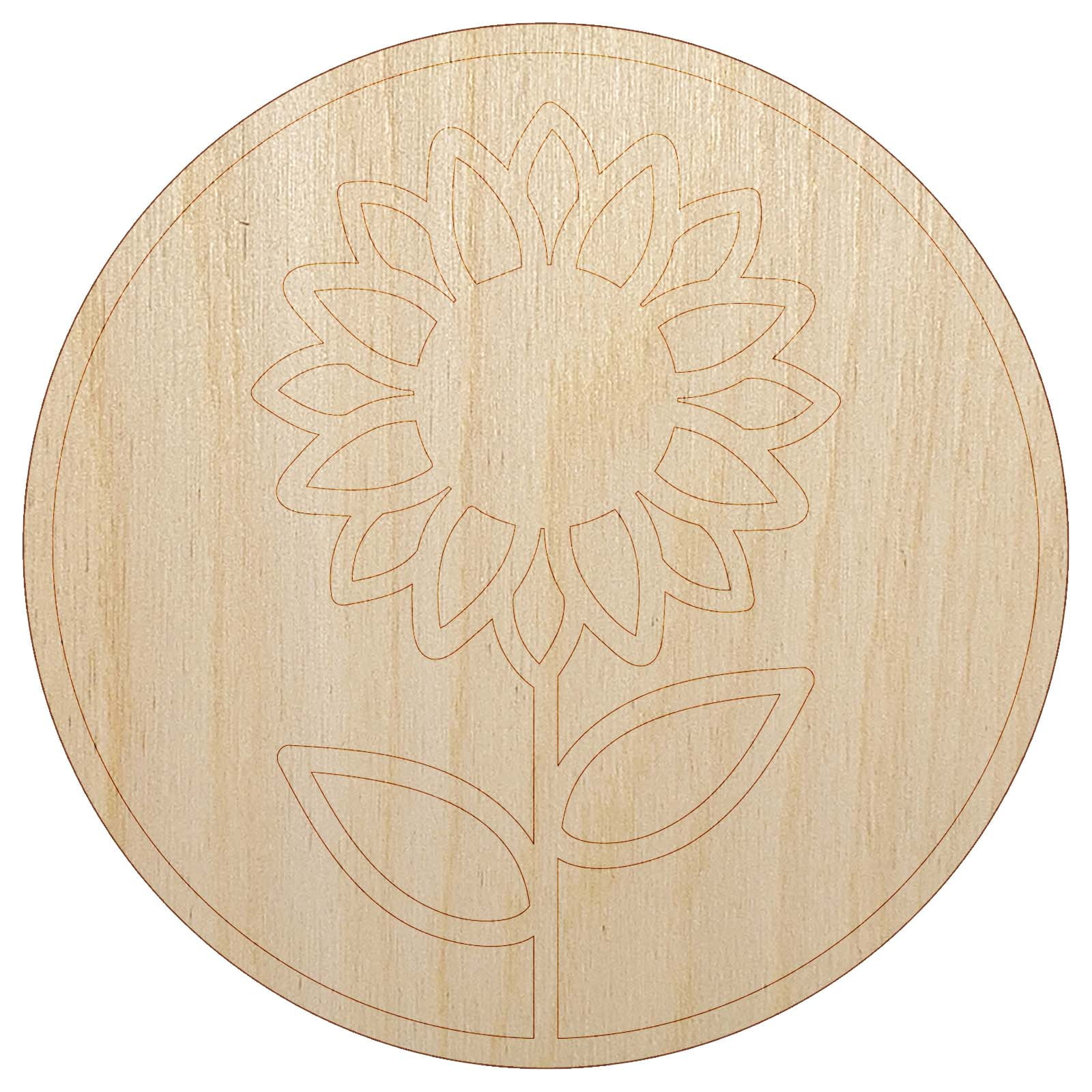 Unfinished Wood Sunflower Shape - Laser Cut Birch Plywood Craft Blank Up To 24 Inches