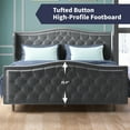 thumbnail image 5 of ZAFLY Queen Size Bed Frame with Headboard | Button Tufted Velvet/Dutch Velvet Bedroom Furniture | High Upholstered Platform Bed Frame, Queen Size, Dark Grey, 5 of 7
