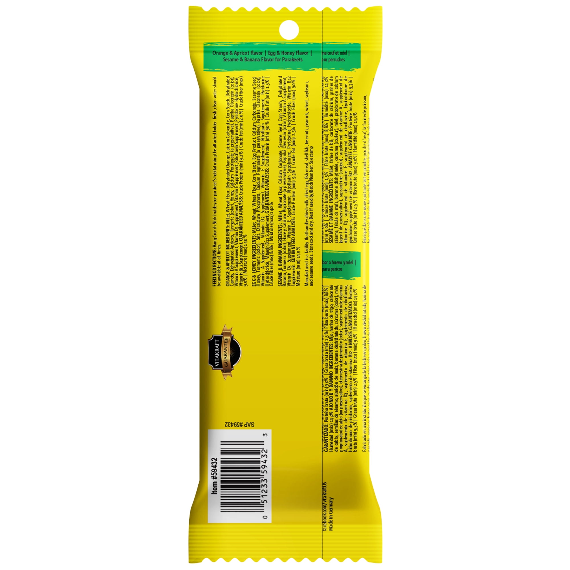Vitakraft Parakeet Crunch Stick Variety Pack - 3 Flavors, 2.4 oz