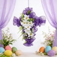 thumbnail image 4 of Corona de Malla Morada de Pascua para Decoración de Puertas Delanteras y Patios, Simulación de Flores, Círculos de Enredaderas., 4 of 7