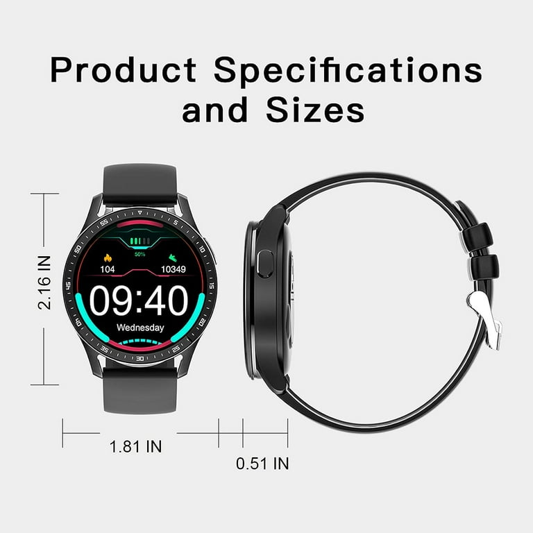 Smart Watch with Earbuds 2 in 1 Build in TWS Wireless BT5.0 Earphone Fitness Sports Health Monitor Black