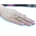 thumbnail image 3 of Couples Ring Set 7x7mm Princess CZ Gold Plated Wedding Ring Mens Gold Flat Band- Size W7M10, 3 of 8