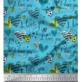thumbnail image 1 of Soimoi Blue Silk Fabric Heart & I Love You Text Printed Craft Fabric by the Yard 42 Inch Wide, 1 of 1