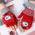 thumbnail image 2 of Gants Sans Doigts Mode Doux Demi-Doigts Flip Top Gants pour Noël, 2 of 10