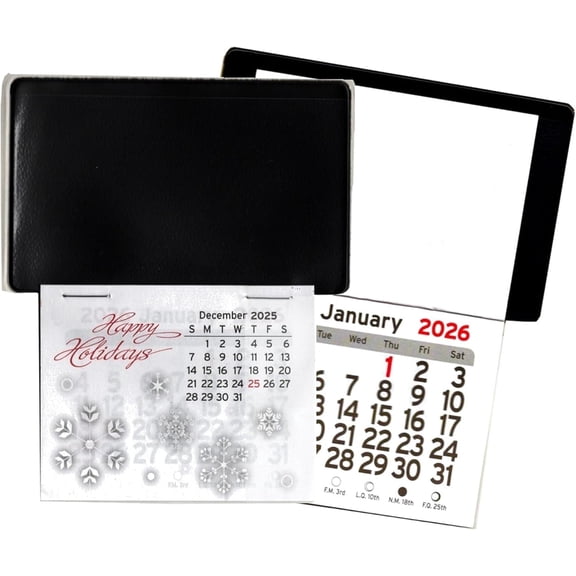 WINGS Craft & Fundraising Supply LLC 2026 Peel and Stick Up Promotional Business Card Calendar, Auto Car Truck, Black, 3 Pack, 3.75 x 4 Inch