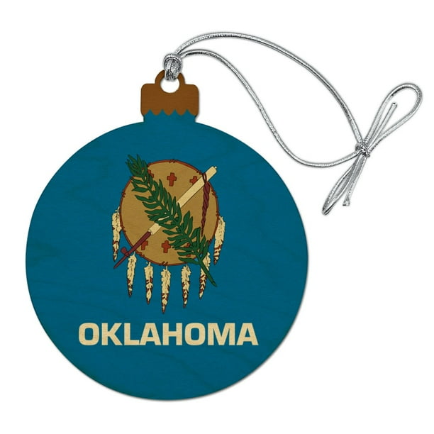 Oklahoma State Flag Wood Christmas Tree Holiday Ornament