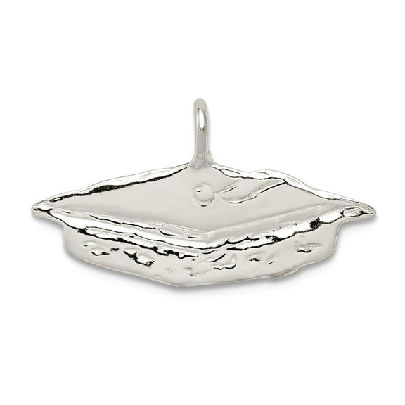 925 Sterling Silver Solid Polished Graduation Cap Charm 14x23mm Wide Pendant Necklace for Women