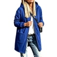 thumbnail image 2 of thefmos Women's Plus Size Hooded Zip Up Sweatshirt Jacket with Pockets Long Length Solid Color Casual Coat Fashion Fall Winter Clothes, Blue M, 2 of 5