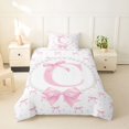 thumbnail image 2 of Manfei Ribbon Bow Tie Letter C Monogrammed Twin Bedding for Teens Girls,Kids Cute Bowknot Pearl Duvet Cover Set,Pink Reversible,Super Cozy Room Decor,2pcs,No Comforter, 2 of 6