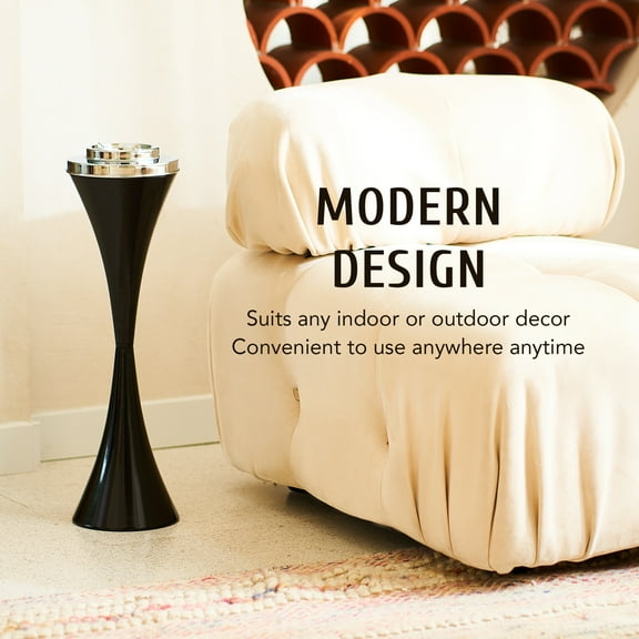 22 Inch Tall Indoor and Outdoor Ashtray with Lid & Detachable Tray, Lightweight Steel Smokeless Ashtray for Cigarettes