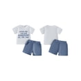 thumbnail image 2 of Loicainy Toddler Baby Boy Summer Outfits 6 12 18 24 Months 2T 3T 4T Letter Print Short Sleeve T-shirts and Solid Shorts 2 Piece Clothes Set, 2 of 9
