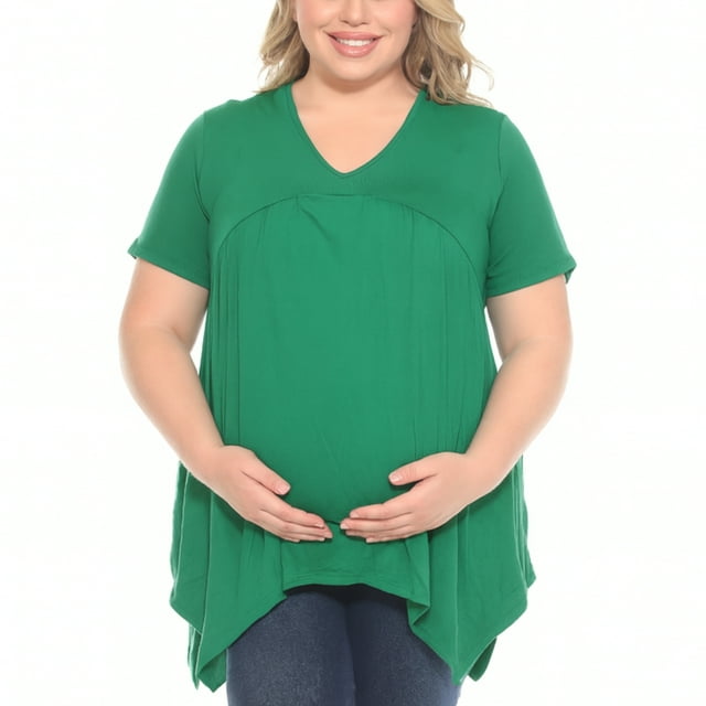 White Mark Maternity Shirred Maternity Top, Women's, S-3X