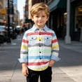 thumbnail image 5 of Falkdiz Boys Long Sleeve Shirts Striped Button Up Back to School with Pockets Casual Trendy Tops for Boys Graphic,Multicolor,Size: 2-3, 5 of 8