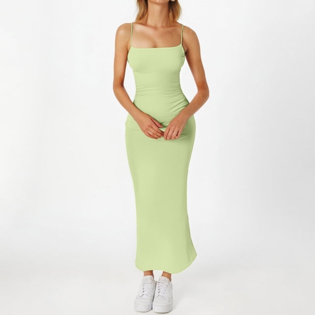 WILLBEST Faldas Para Mujer Vestido De Primavera Para Mujer Vestido De Tirantes De Seda Color Leche Para Verano