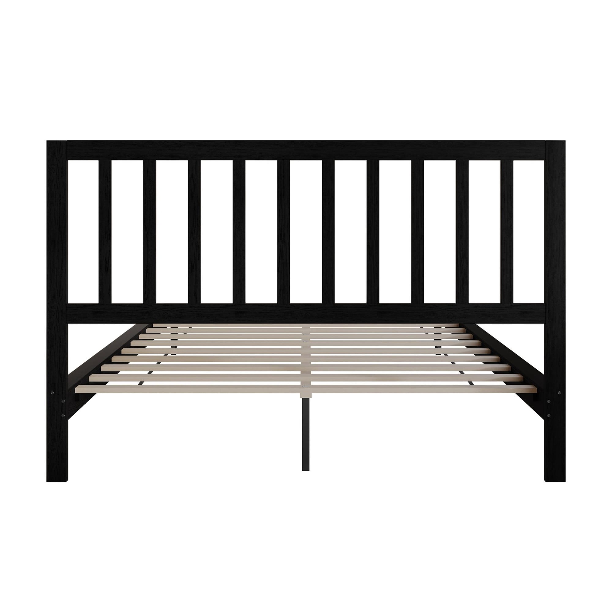 Home Design Lancaster Full Platform Bed Frame with Slatted Headboard, No box spring required, Black, Easy Assembly