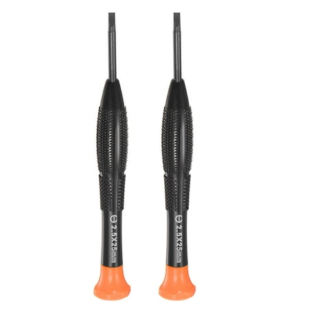 

Uxcell Precision Slotted Screwdriver 2.5mm Flat Head Swivel Lid Nonslip Plastic Handle 2 Pack