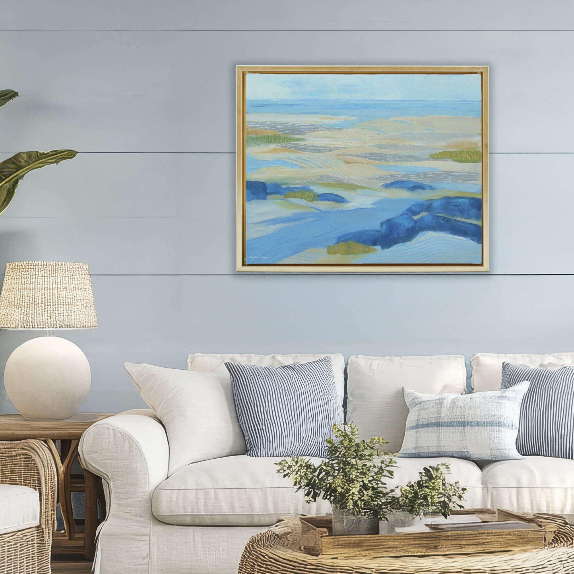 Stupell Industries Coastal Walk Among Dunes Gold Framed Floater Canvas Wall Art, design by Lynn Ericson Fine Art