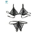 thumbnail image 4 of Deago Women Sexy Lingerie Nightwear Two Piece Babydoll Bra Panty G-String Underwear Set (Black, M), 4 of 6