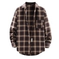 thumbnail image 1 of Camisas Para Hombre Talla Extra Camisas a cuadros en primavera y otoño para hombre, moda de manga larga, camisas informales holgadas para adolescentes (Brown, 3XL), 1 of 3