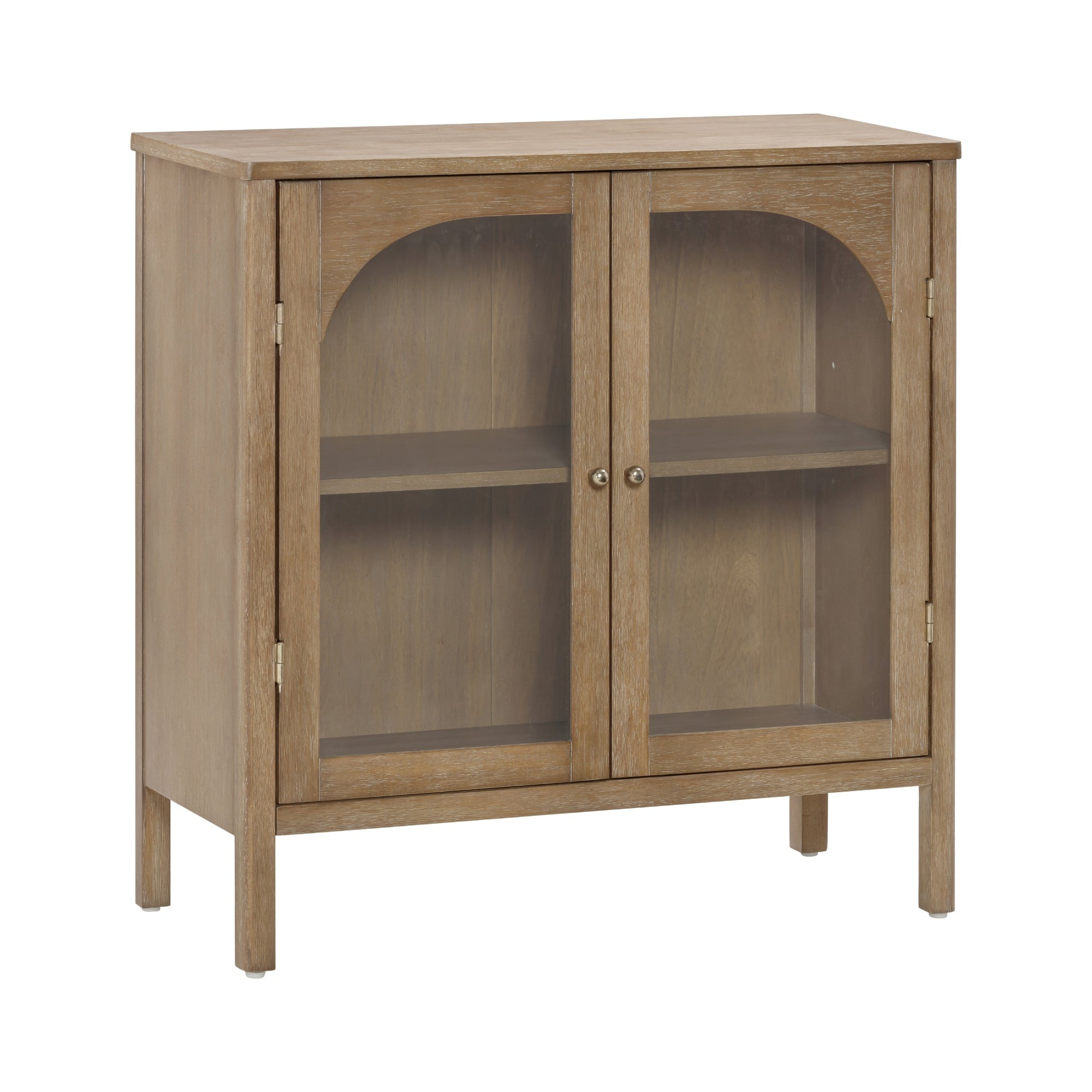 Nathan James Adjustable Shelf Modern Sideboard, MDF Rubberwood Glass Light Brown