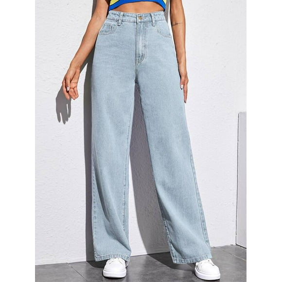 U.Vomade Jeans Taille Haute pour Femmes Jeans à Jambe Grand pour Dames