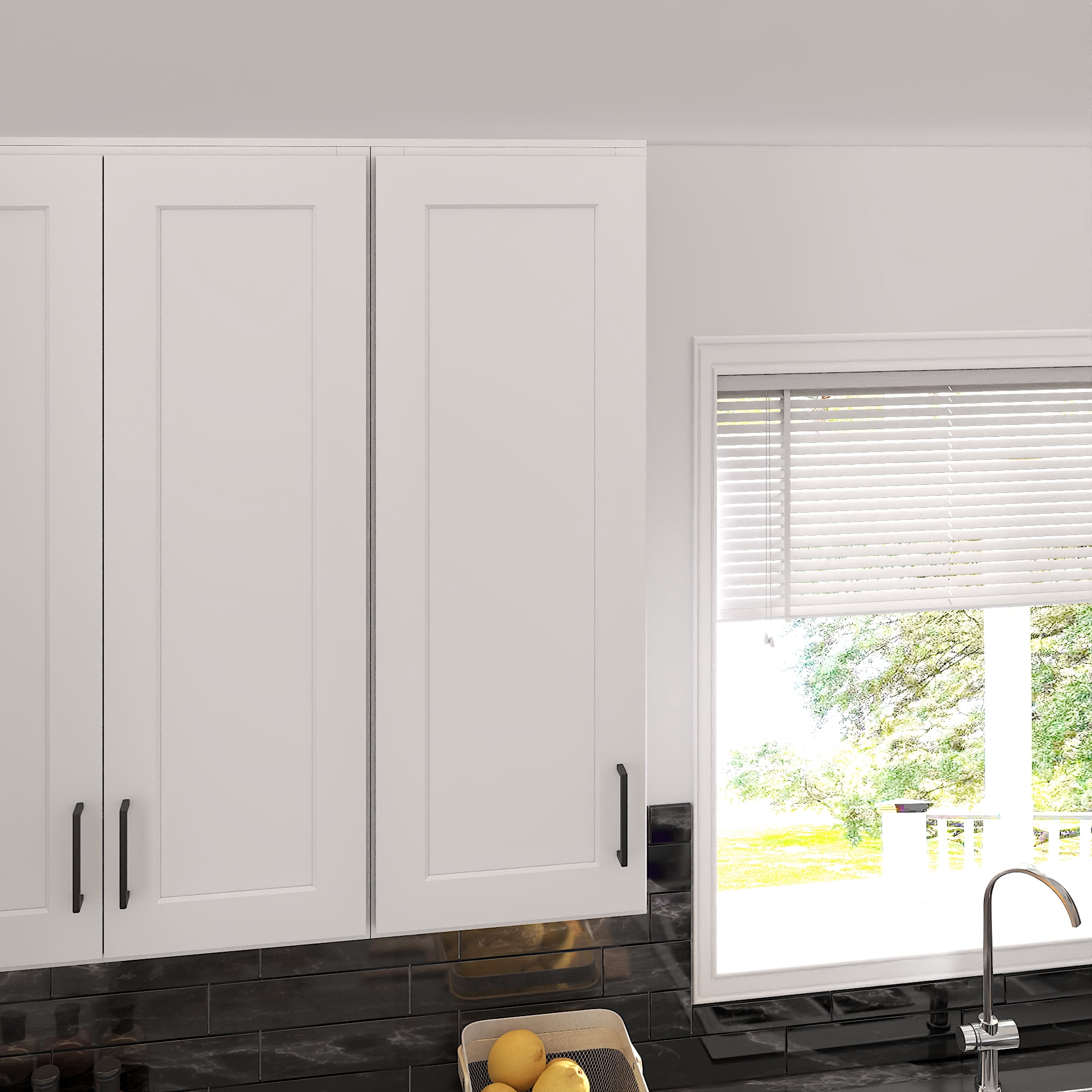 Furinno Shaker 1-Door-3 Shelves Wall Kitchen Cabinet, Ready to Assemble, 12 D x 15 W x 42 H, White