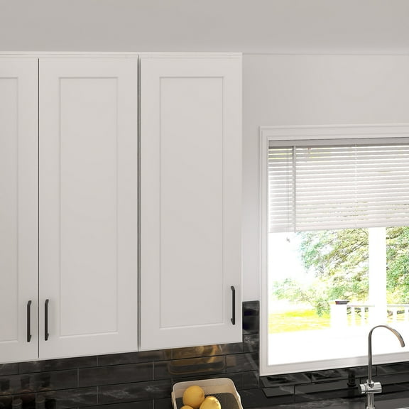 Furinno Shaker 1-Door-3 Shelves Wall Kitchen Cabinet, Ready to Assemble, 12 D x 15 W x 42 H, White
