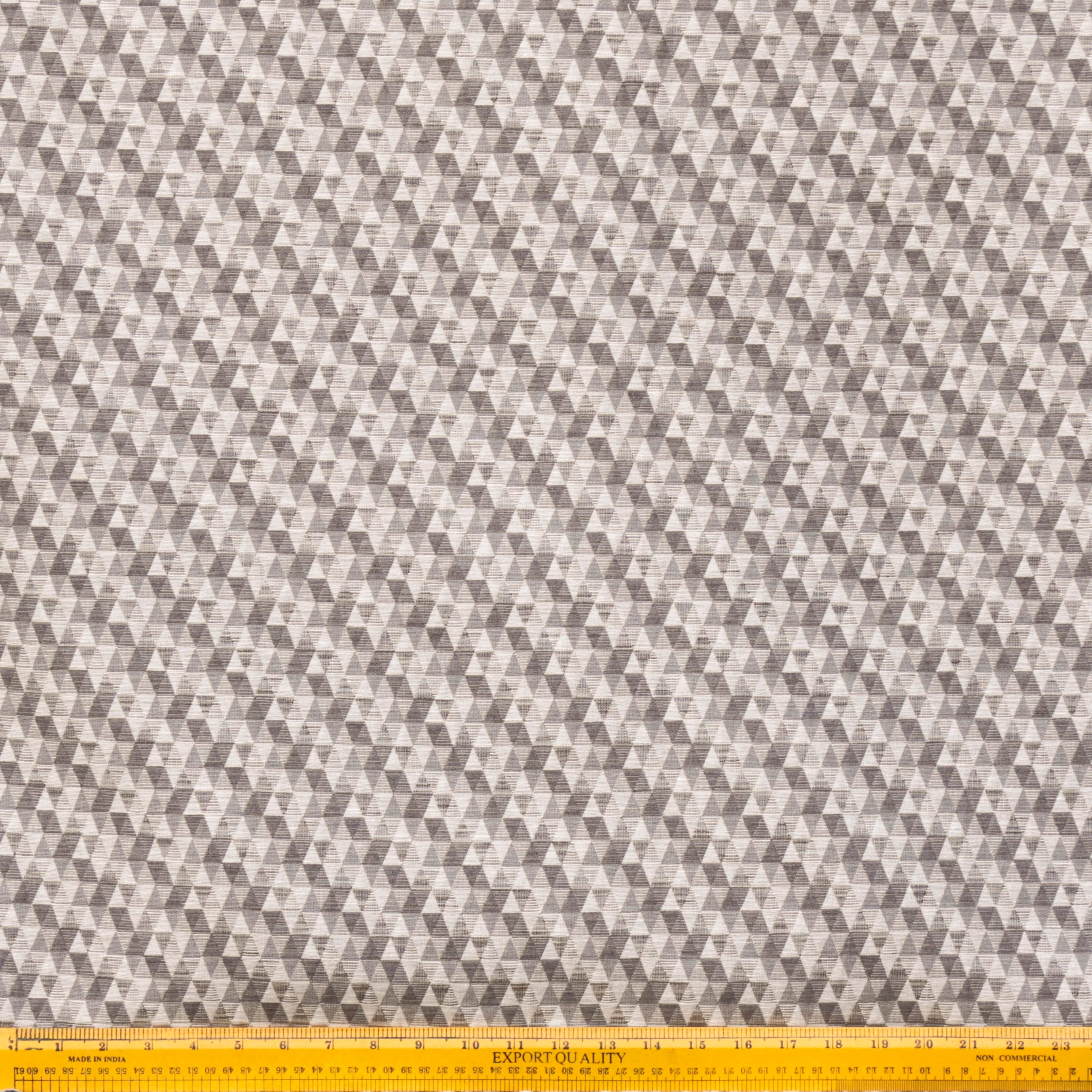Fabric Mart Direct Cream Jacquard Velvet Fabric By The Yard, 54 inches or 137 cm width, 3 Continuous Yards Cream Jacquard Fabric, Beige Triangles Geometric, Upholstery Drapery Curtain Wholesale Fabric