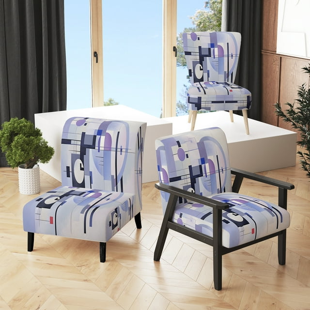 Designart "Dynamic Rhythm Purple Suprematism II" Chaise d'Appoint Abstraite Violette - Fauteuil Moderne pour Salon
