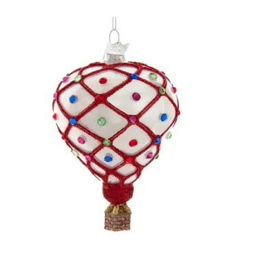 Palla Di Natale Kurt Adler Noble Gems, Babbo Natale In Mongolfiera, Vetro E Mica, 14 Cm (5.5 Pollici)